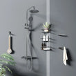 Aurora deluxe exposed valve and riser kit in chrome, complete shower with rainfall head and handset