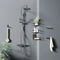 Aurora deluxe exposed valve and riser kit in chrome, complete shower with rainfall head and handset
