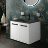 Celeste 600mm Wall Hung White Vanity Unit with Black Basin