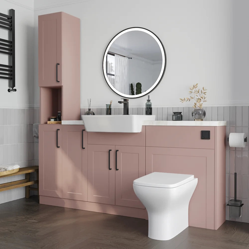 Oliver 1700 Matt Pink Shaker Fitted Furniture Combination with Tall Boy