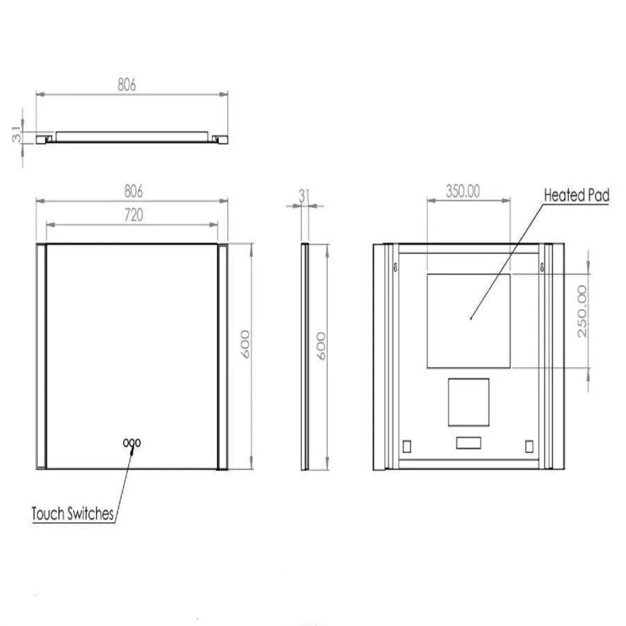 Fold 80 Mirror H60 x W80 x D3cm
