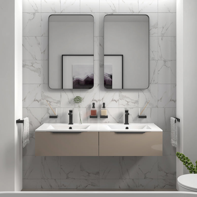 Jivana Gold 1200mm Twin Sink Wall Hung Basin Unit with Drawers
