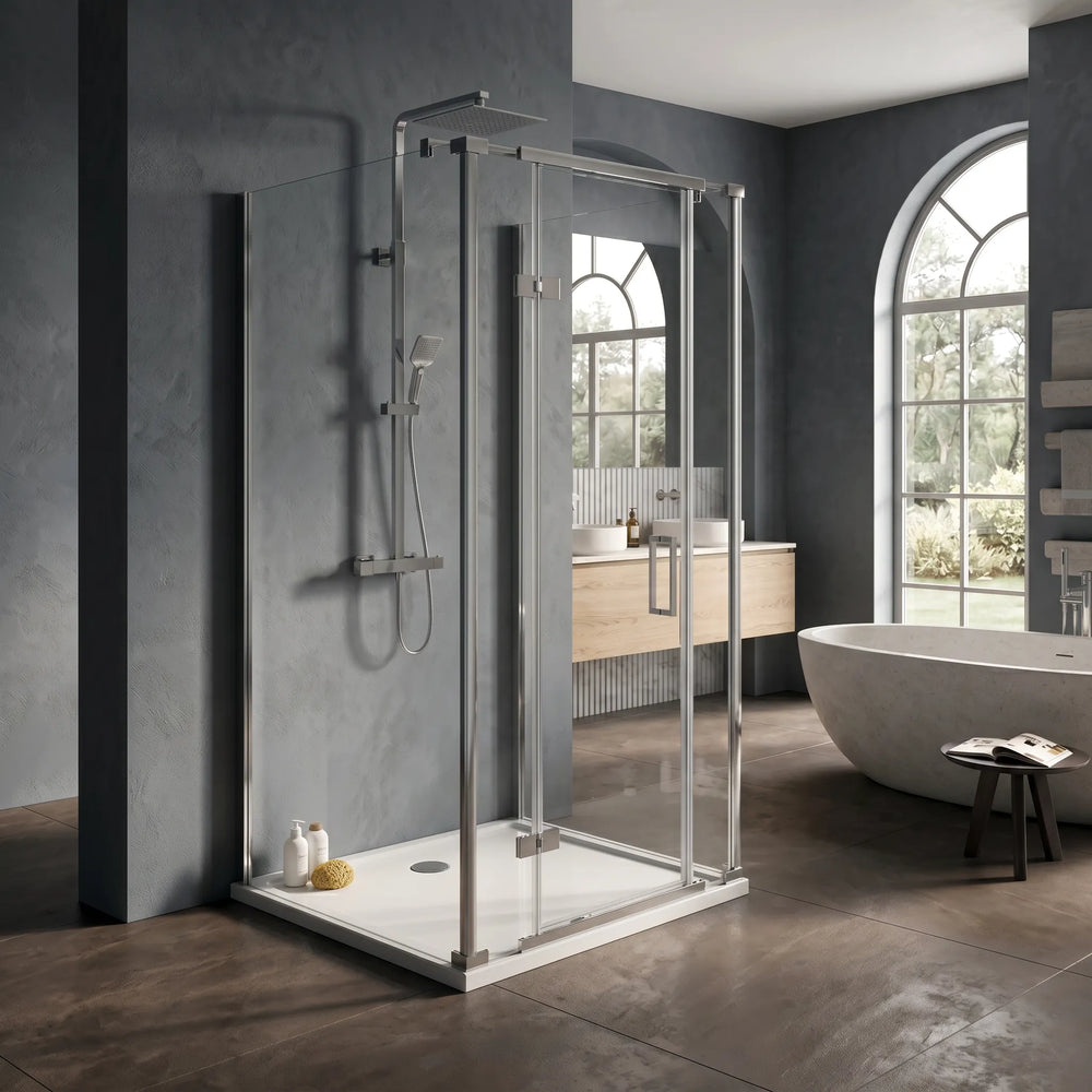 800mm x 800mm 3 Sided Pivot Square Shower Enclosure Radiant