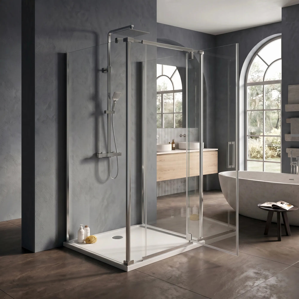 800mm x 800mm 3 Sided Pivot Square Shower Enclosure Radiant