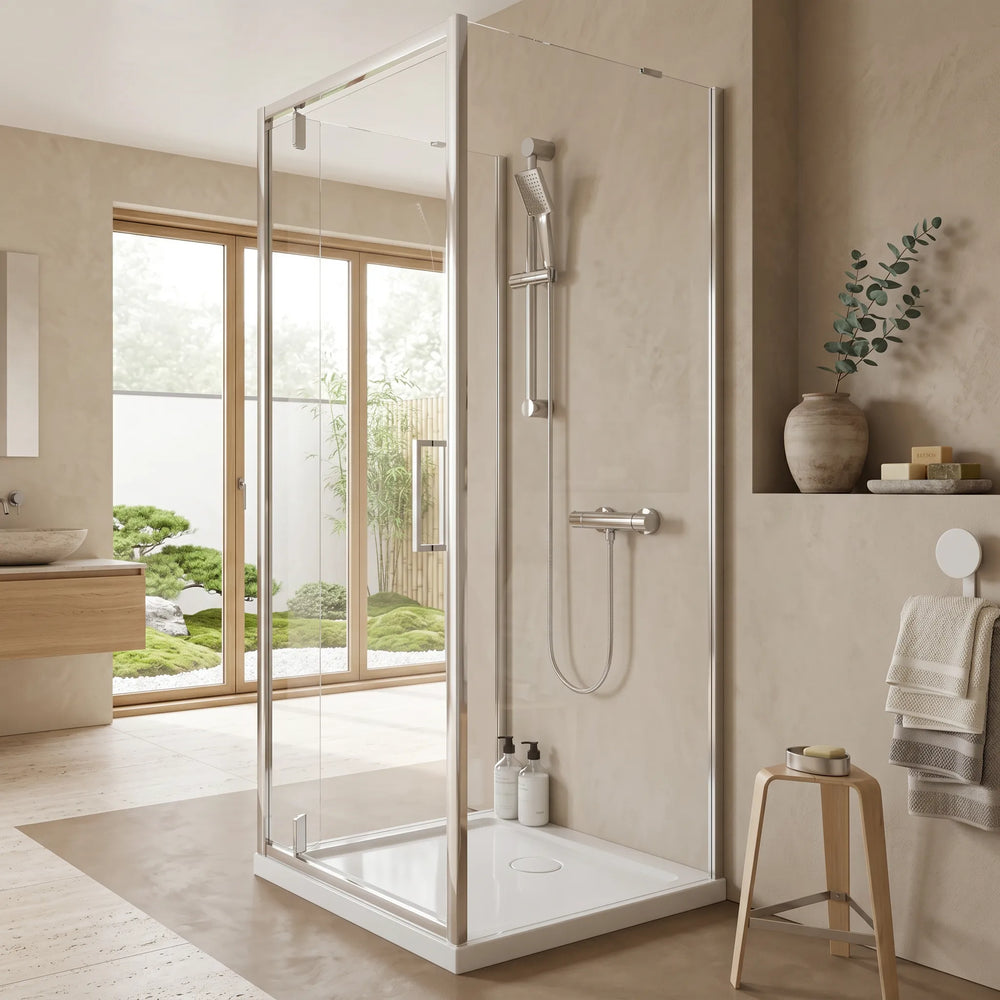 900mm x 800mm 3 Sided Pivot Rectangle Shower Enclosure Radiant