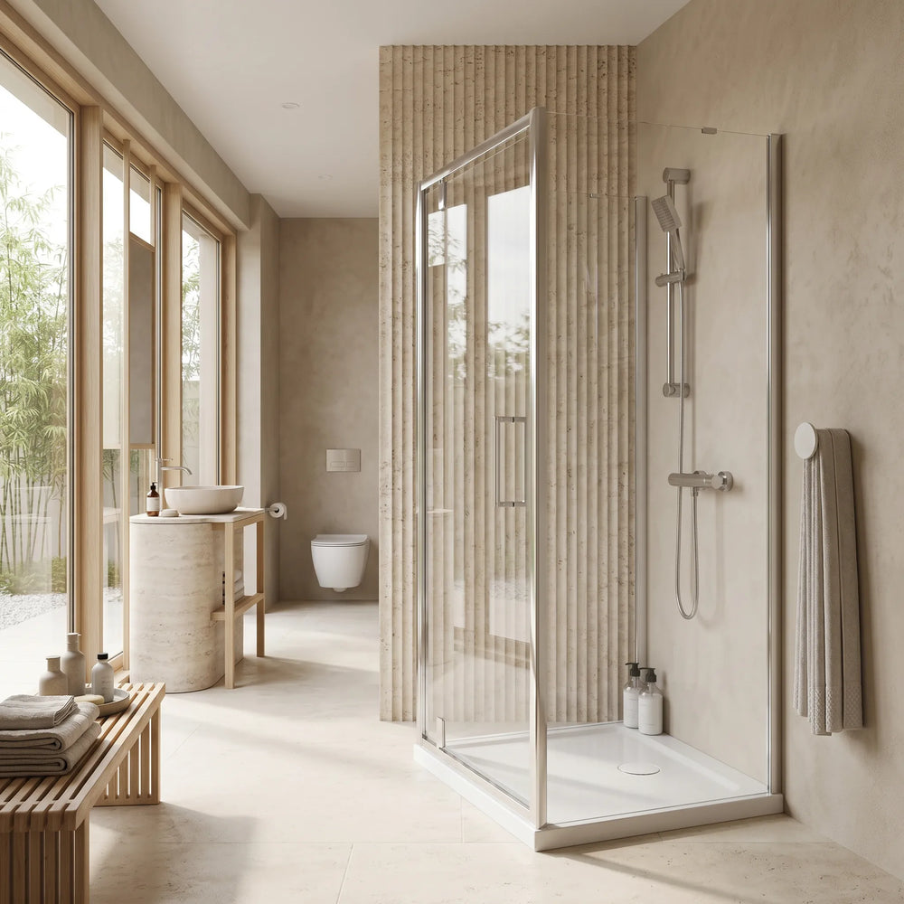 900mm x 800mm 3 Sided Pivot Rectangle Shower Enclosure Radiant