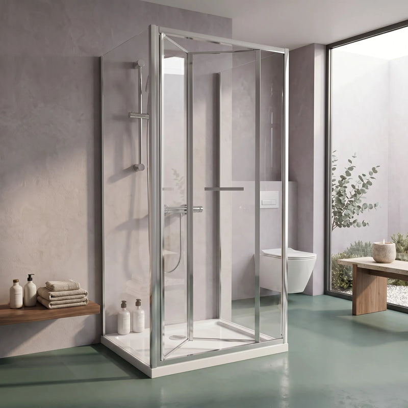 900mm x 700mm 3 Sided Bifold Rectangle Shower Enclosure Radiant