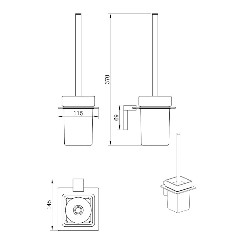 Toilet Brush Holder with Frosted Glass Slade