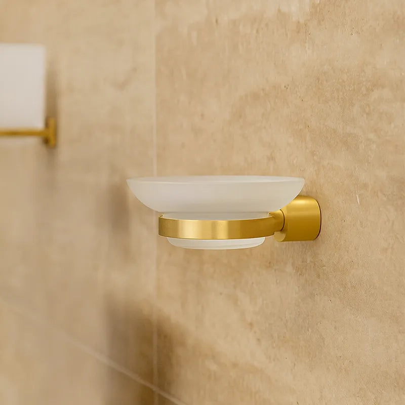 Soap Dish Round Brushed Brass Arrow