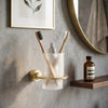 Tumbler and Holder Round Brushed Brass Arrow