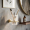 Tumbler and Holder Round Brushed Brass Arrow