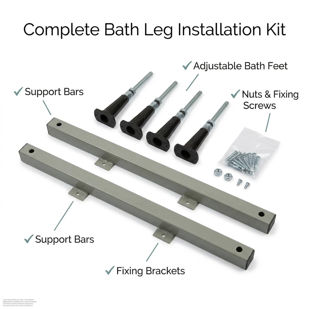 Universal Bath Leg Kit Adjustable Feet Set Chrome Shower Bath Support Fixings