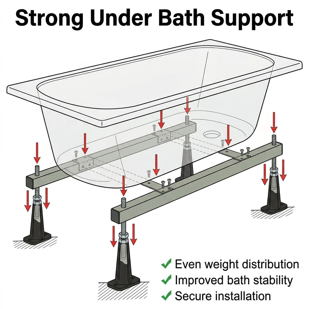 Universal Bath Leg Kit Adjustable Feet Set Chrome Shower Bath Support Fixings