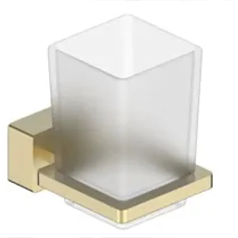 Tumbler and Holder Square Brushed Brass Lima