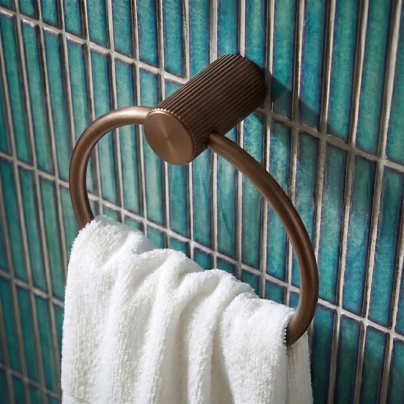 Fluted Brushed Bronze Towel Ring