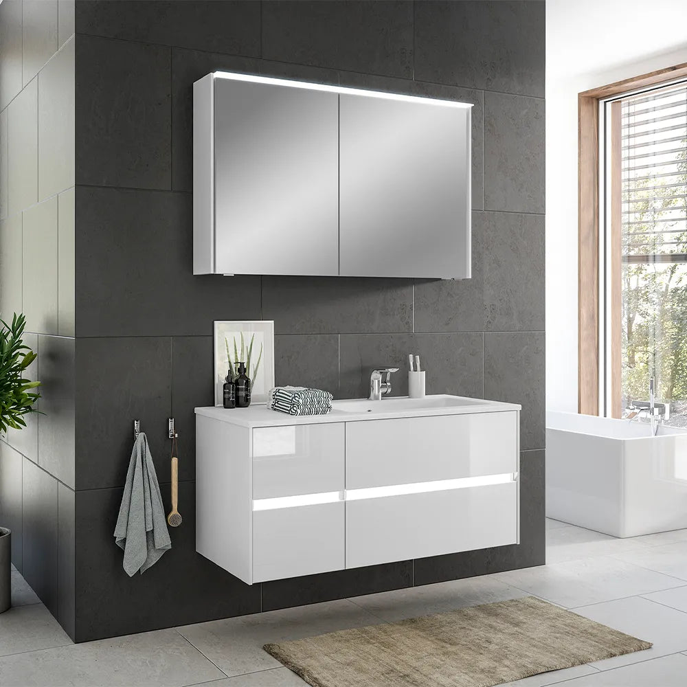 Pelipal Series 6010 1125mm Handleless Vanity Unit (optional LED lighting)