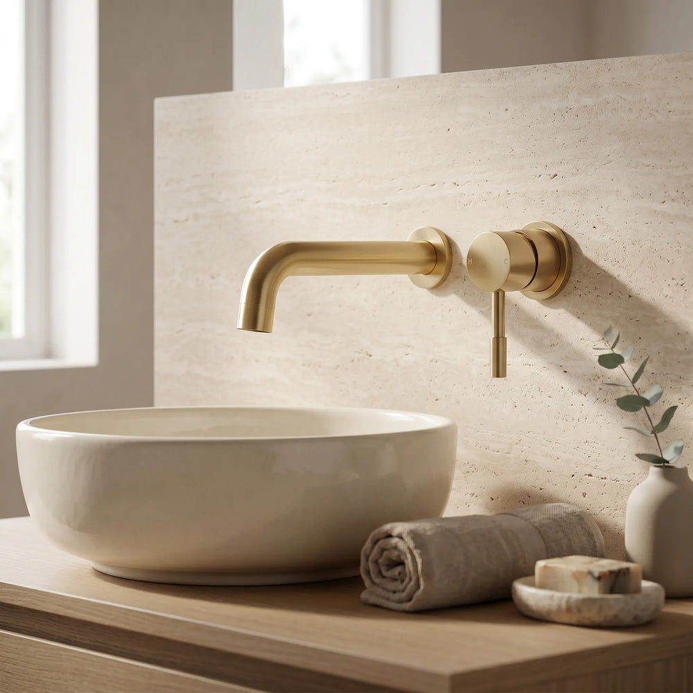 Wall Mounted Basin Tap Brushed Brass
