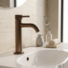 Fluted Brushed Bronze Cold Start Mono Basin Mixer inc. Waste