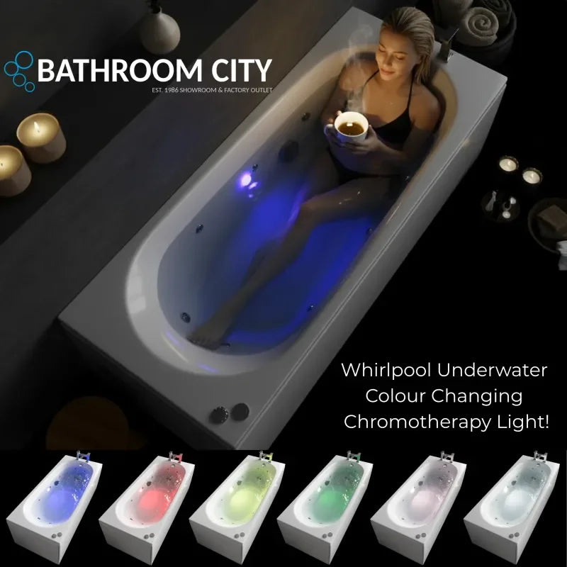 1900 x 900mm Large Double Ended 16 Jets Whirlpool Bath Stratos Duo