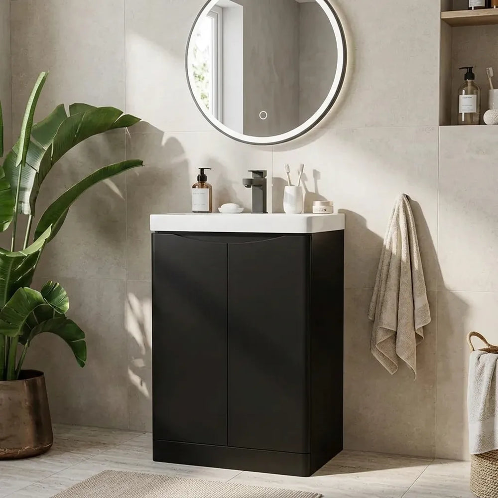 Zentro 600mm Floorstanding Black Vanity Unit