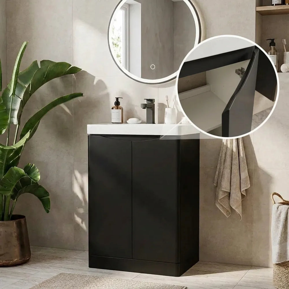 Zentro 600mm Floorstanding Black Vanity Unit