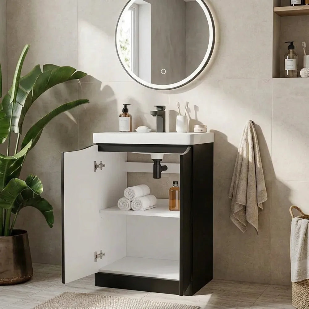 Zentro 600mm Floorstanding Black Vanity Unit
