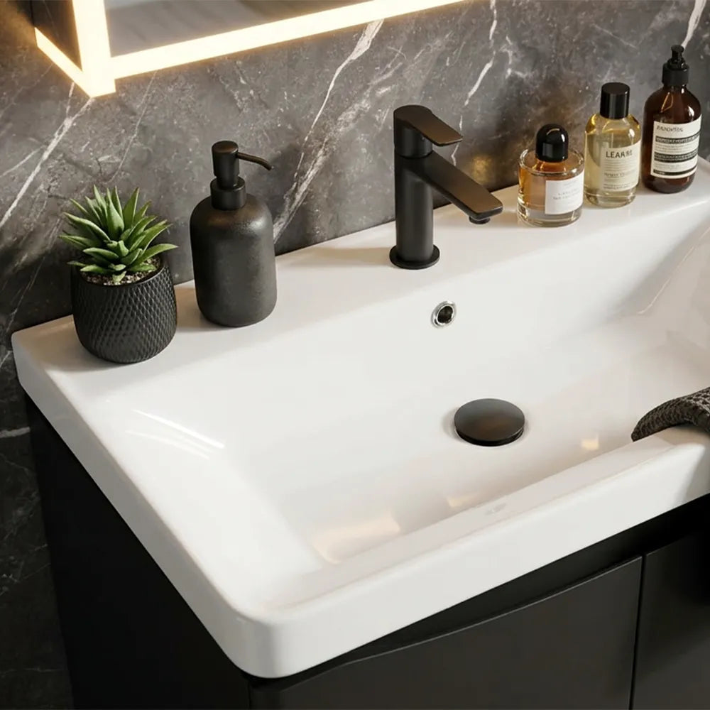 Zentro 600mm Floorstanding Black Vanity Unit