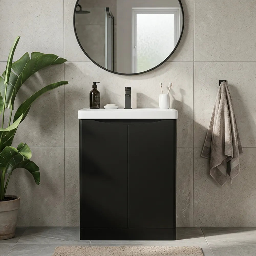 Zentro 600mm Floorstanding Black Vanity Unit