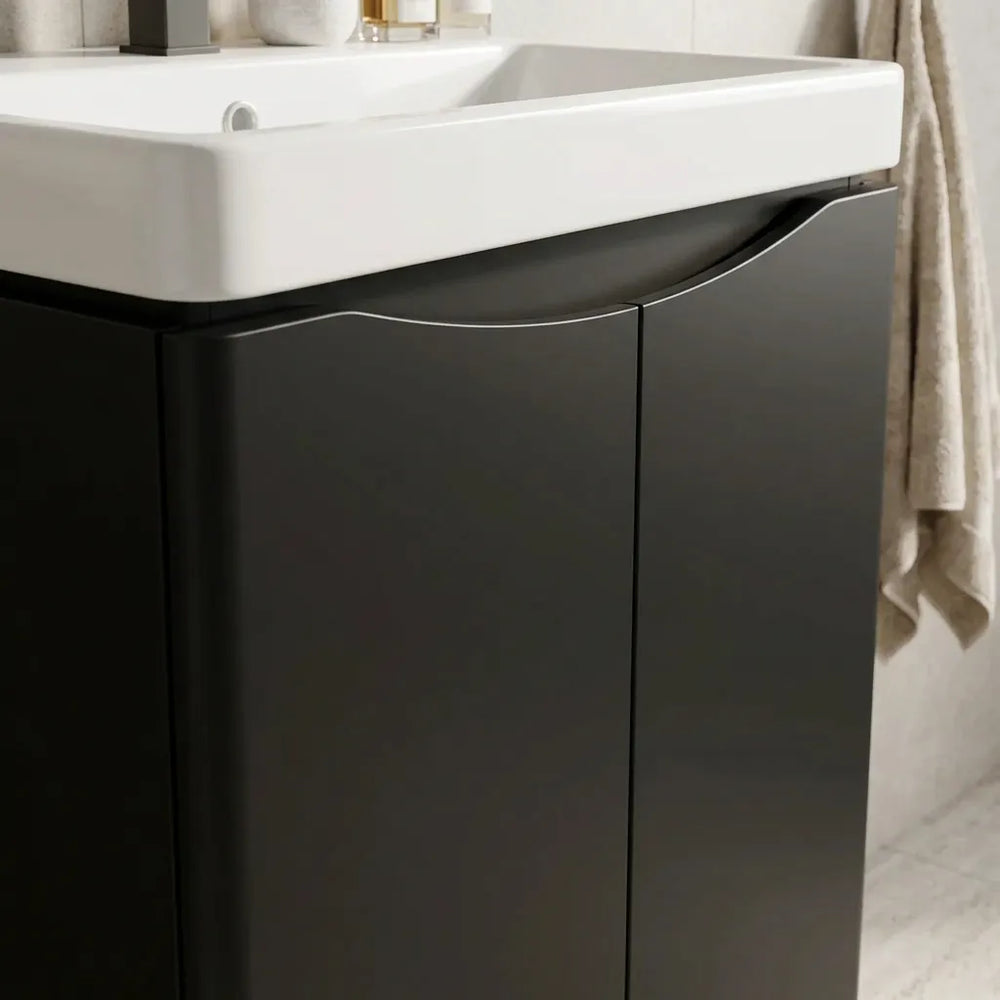 Zentro 600mm Floorstanding Black Vanity Unit
