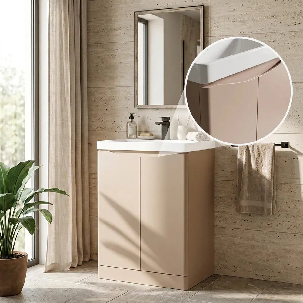 Zentro 600mm Floorstanding Cashmere Vanity Unit