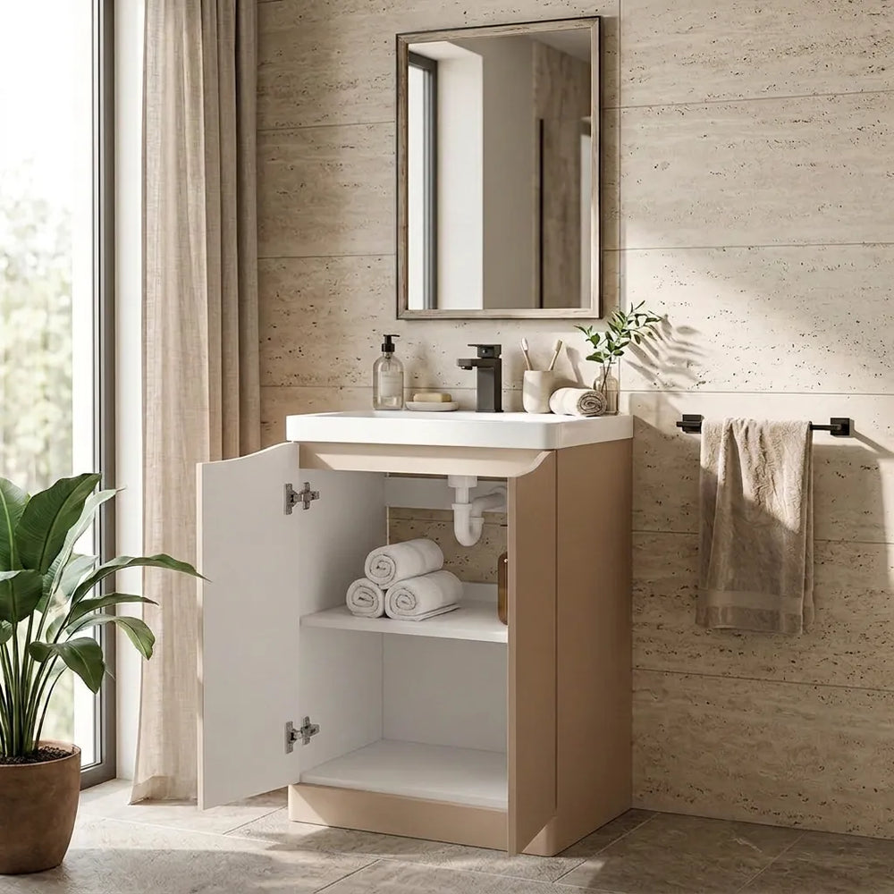 Zentro 600mm Floorstanding Cashmere Vanity Unit