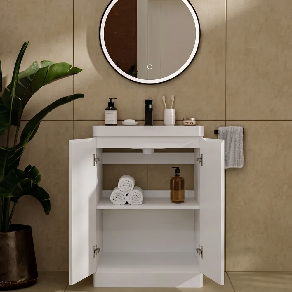 Zentro 600mm Floorstanding White Vanity Unit