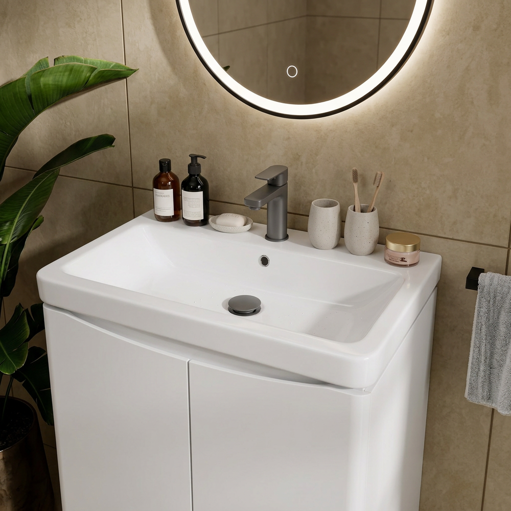 Zentro 600mm Floorstanding White Vanity Unit