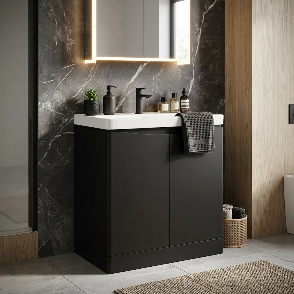 Zentro 800mm Floorstanding Black Vanity Unit