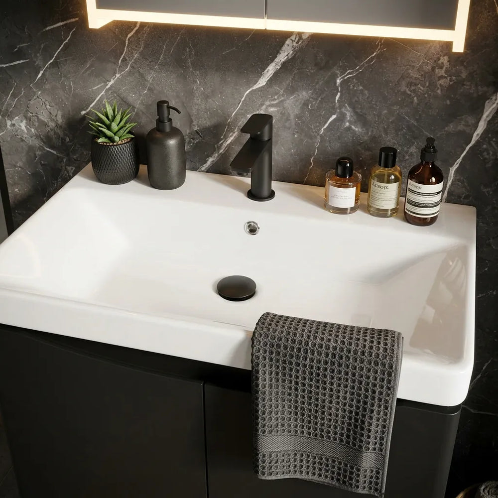 Zentro 800mm Floorstanding Black Vanity Unit