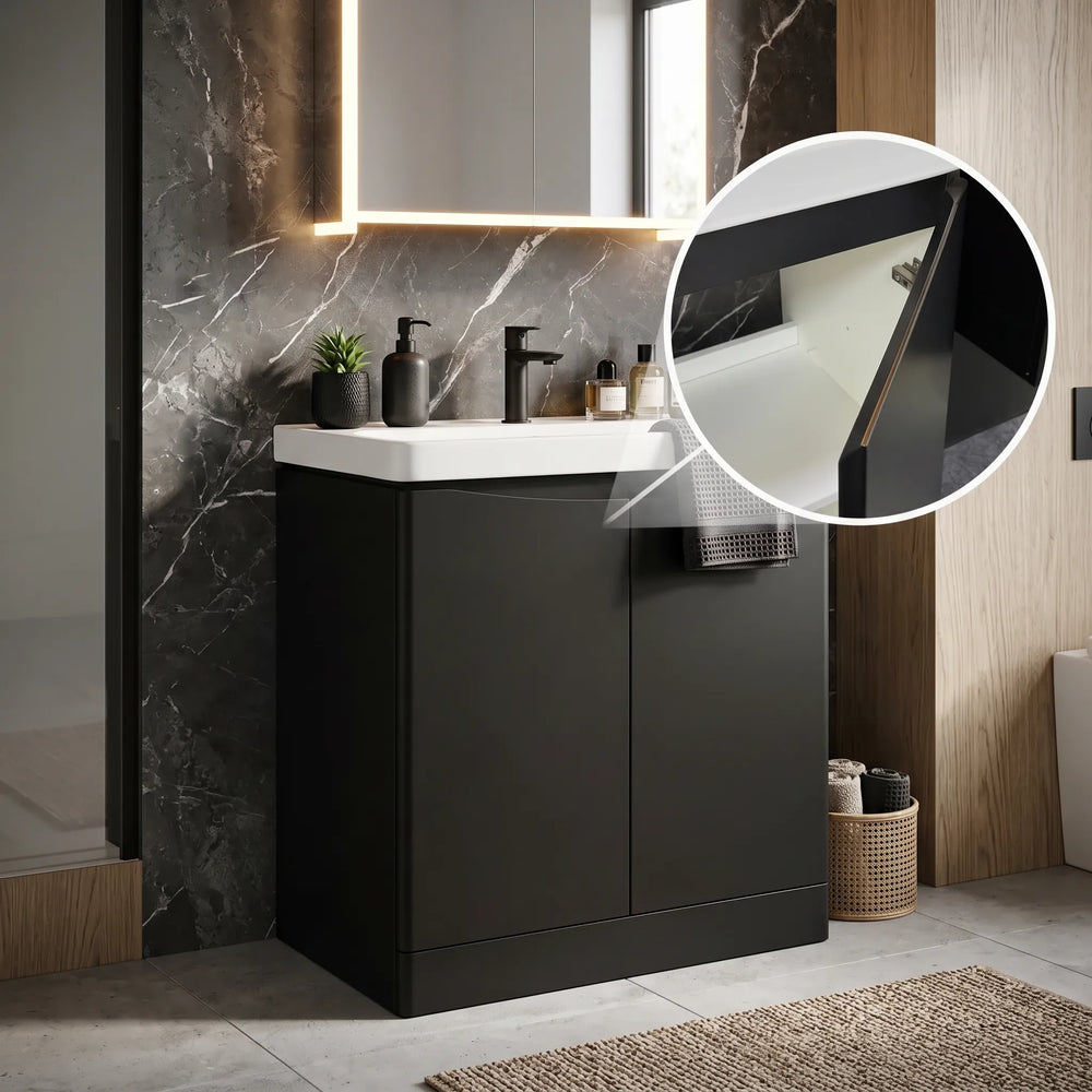 Zentro 800mm Floorstanding Black Vanity Unit