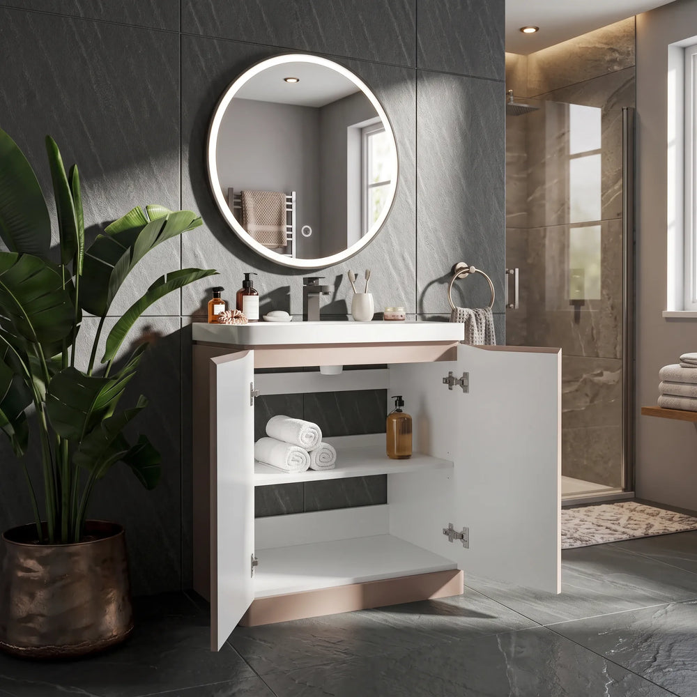Zentro 800mm Floorstanding Cashmere Vanity Unit