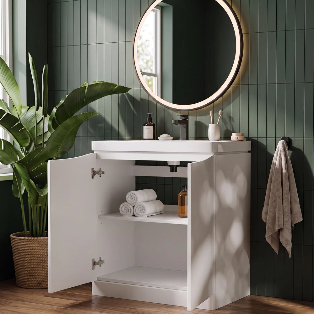 Zentro 800mm Floorstanding White Vanity Unit