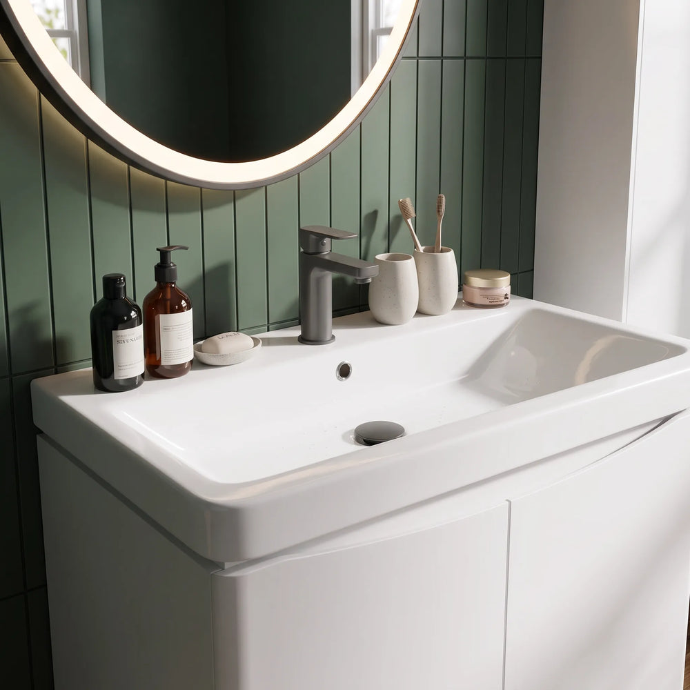 Zentro 800mm Floorstanding White Vanity Unit