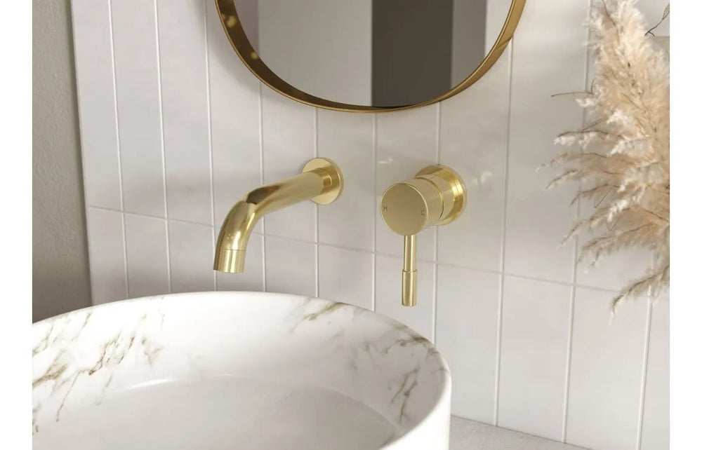Wall Mounted Basin Tap 155mm Brushed Brass