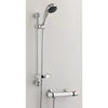 Thermostatic bar valve with handset and slide rail in chrome, temperature-controlled exposed shower kit