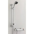 Thermostatic bar valve with handset and slide rail in chrome, temperature-controlled exposed shower kit