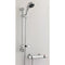Thermostatic bar valve with handset and slide rail in chrome, temperature-controlled exposed shower kit