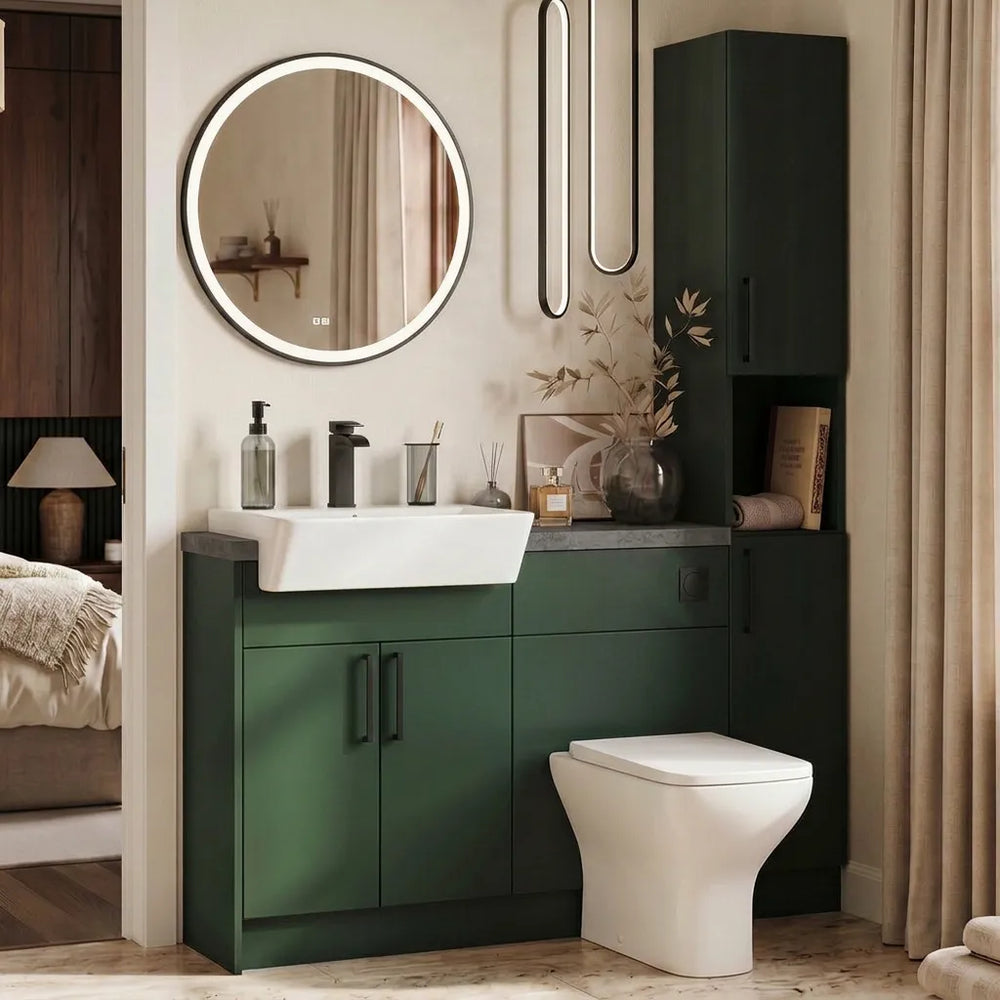 Oliver Modern Green Fitted Furniture Combination with Tall Boy Storage