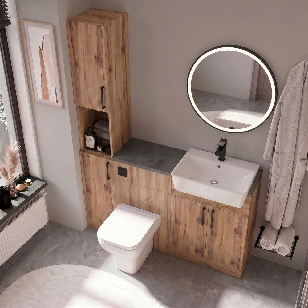 Oliver Modern Oak Fitted Furniture Combination with Tall Boy Storage