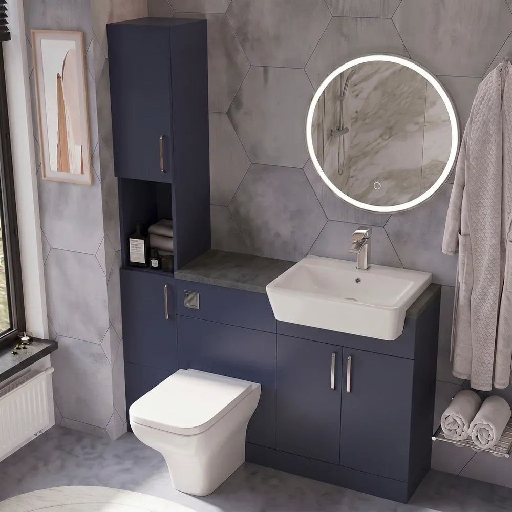 Oliver Modern Blue Fitted Furniture Combination with Tall Boy Storage