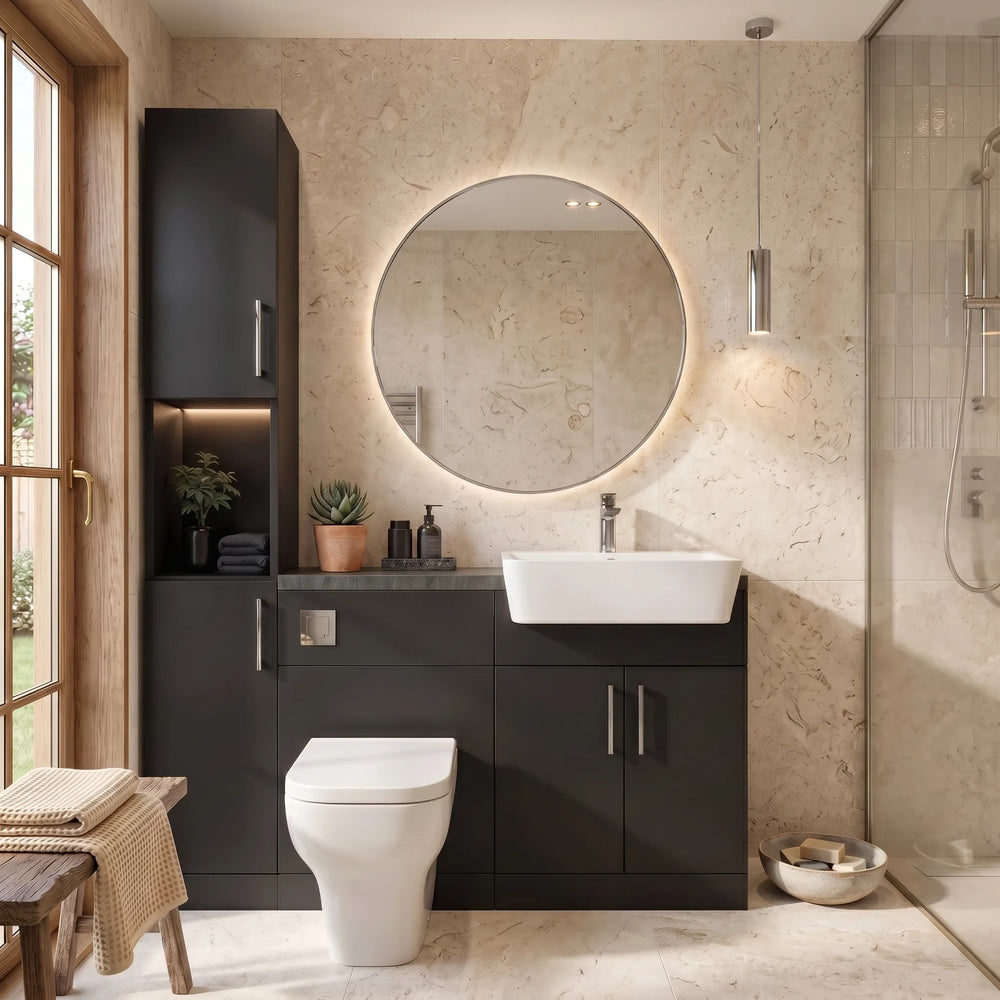 Oliver Modern Black Fitted Furniture Combination with Tall Boy Storage
