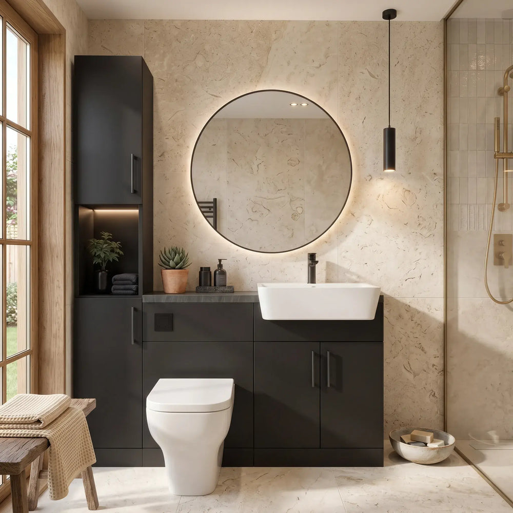 Oliver Modern Black Fitted Furniture Combination with Tall Boy Storage