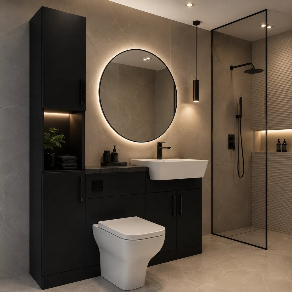 Oliver Modern Black Fitted Furniture Combination with Tall Boy Storage