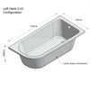 1700 x 750mm J Shaped Curved Rectangular Bath
